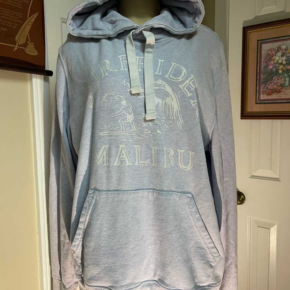 Men's Light Blue/Gray 'Malibu' Pullover Hoodie Sweatshirt